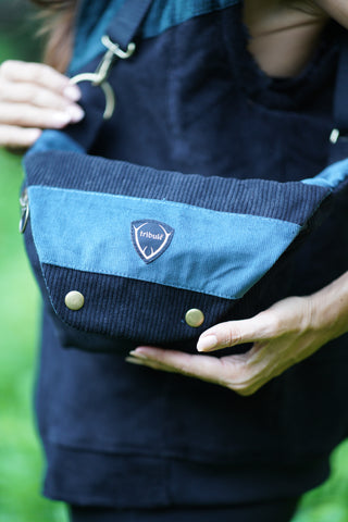 BOLSO RIÑONERA WAKE - Negro y azúl verde petróleo