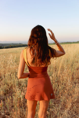 VESTIDO INTI - Coral y Mostaza